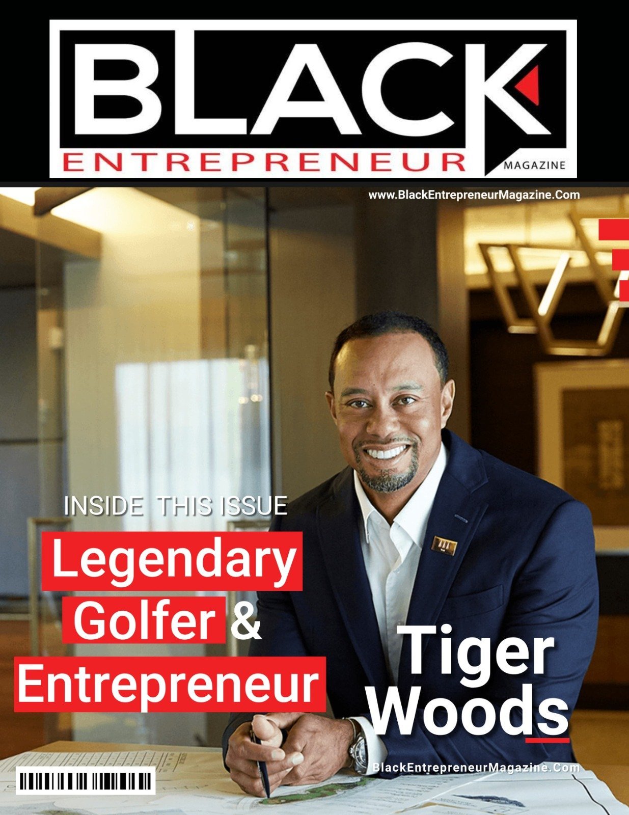 Black Entrepreneur Magazine cover featuring Tiger Woods